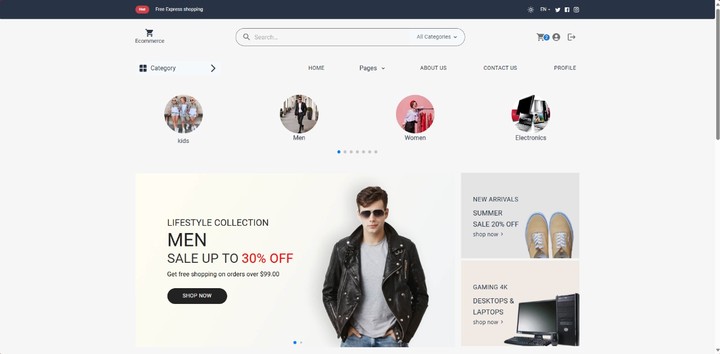 E-commerse website for selling clothes