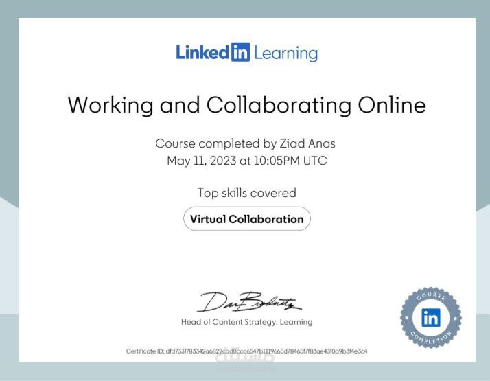 certificate of compeltion working with computers and devices