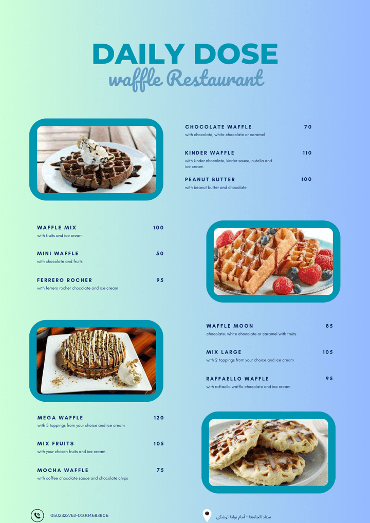 waffle restaurant menu