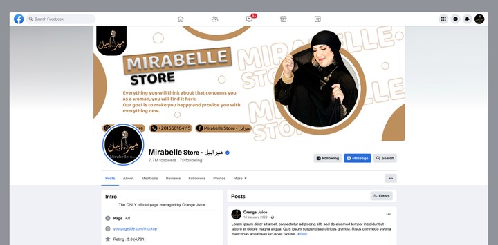 Facebook Cover for Mirabelle Brand