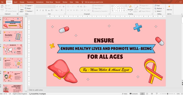 presentation about Ensure healthy lives and promote well-being for all at all ages