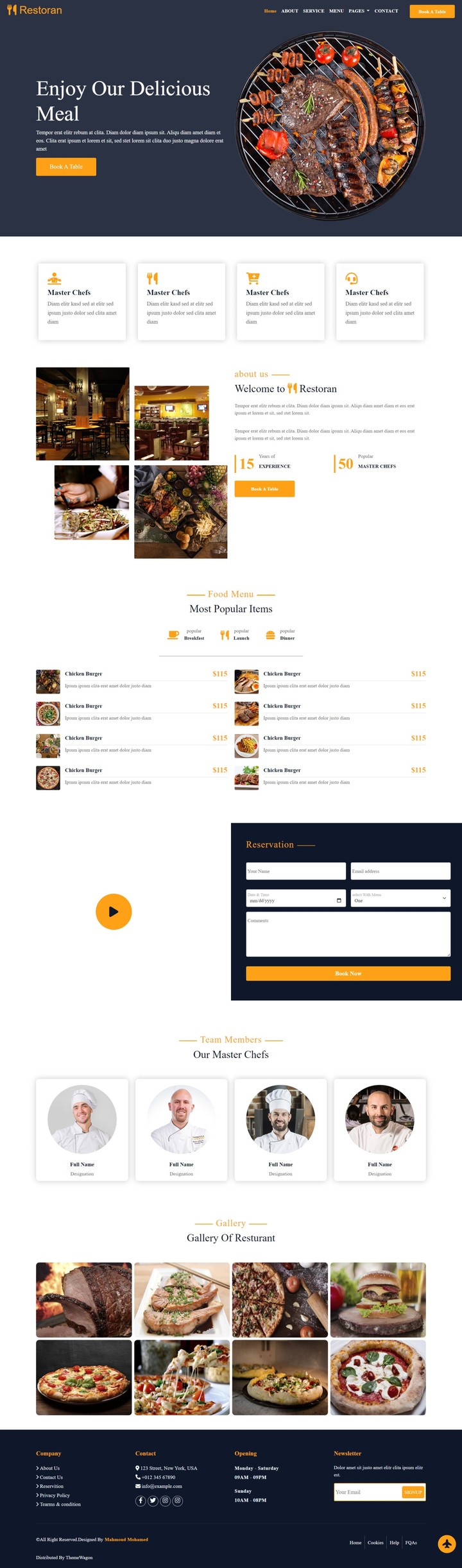 website for restaurant