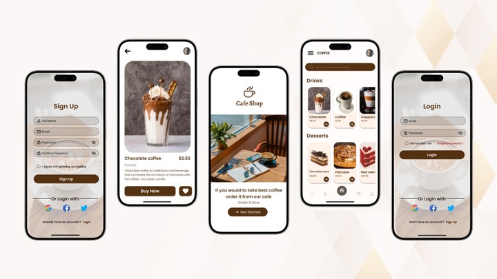 Cafe App UI UX design