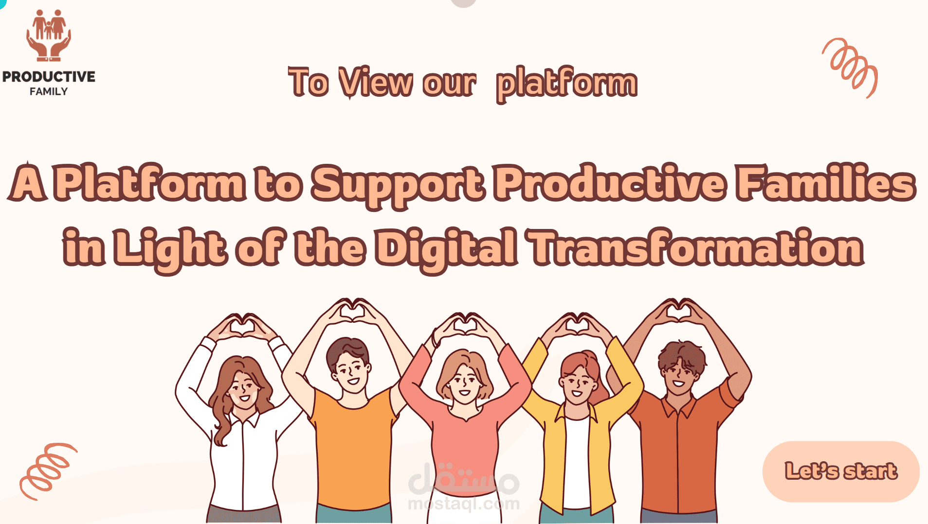 صميم عرض تقديمي احترافي على Canva لمشروع "منصة دعم الأسر المنتجة"