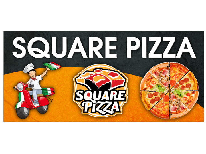 تصميم واجهة محل بيتزا مع الإشهار square pizza