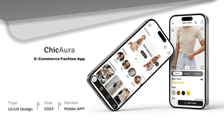 تصميم UX UI لتطبيق بيع الملابس "ChicAura"