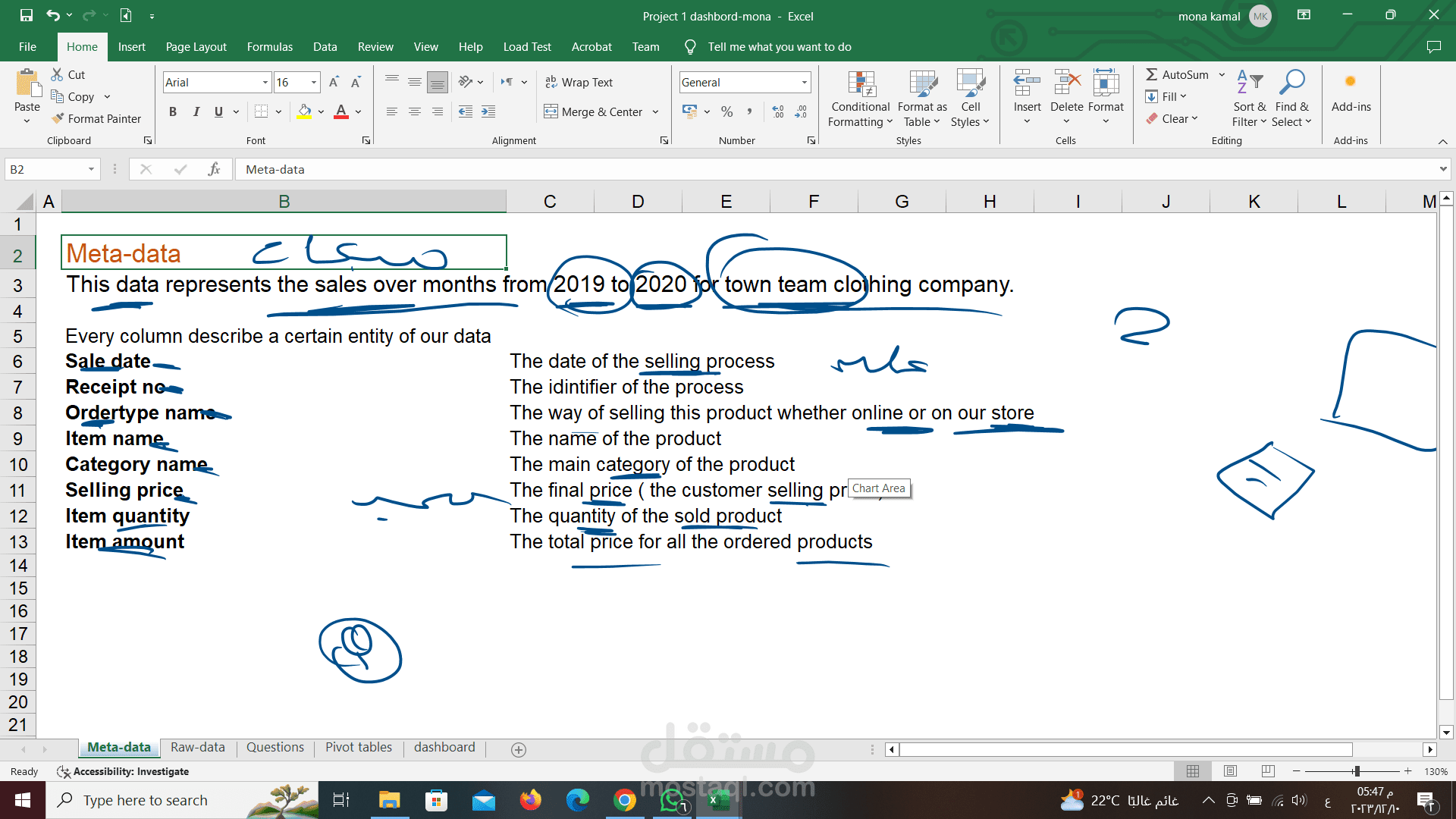 data analysis for sales over 2 years for town team clothing company