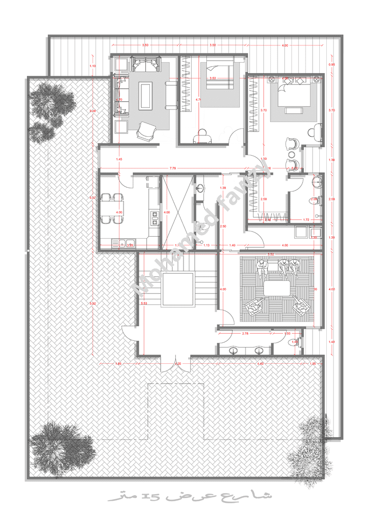 تصميم مخطط معمارى واضافة فرش ببرنامج اوتوكاد Autocad