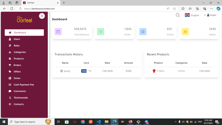 OorFeel Dashboard