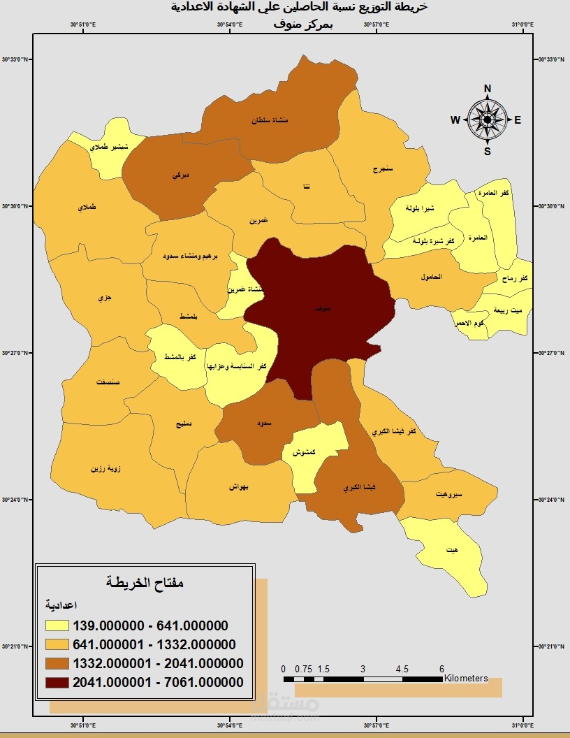 خريطة لمركز منوف