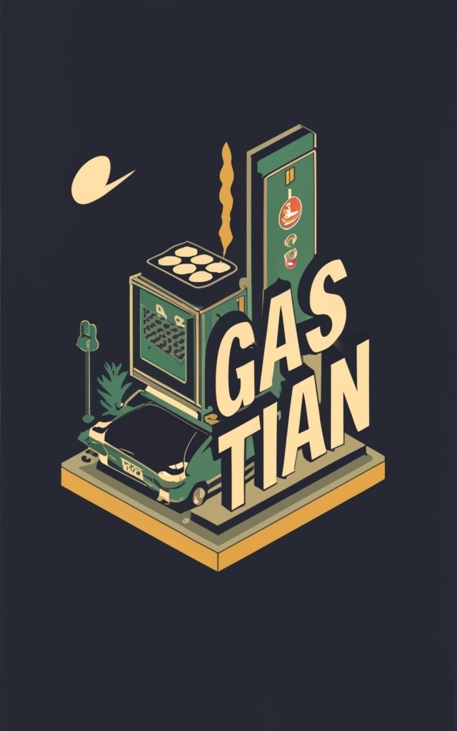 Logo design for a gas station with a car in it