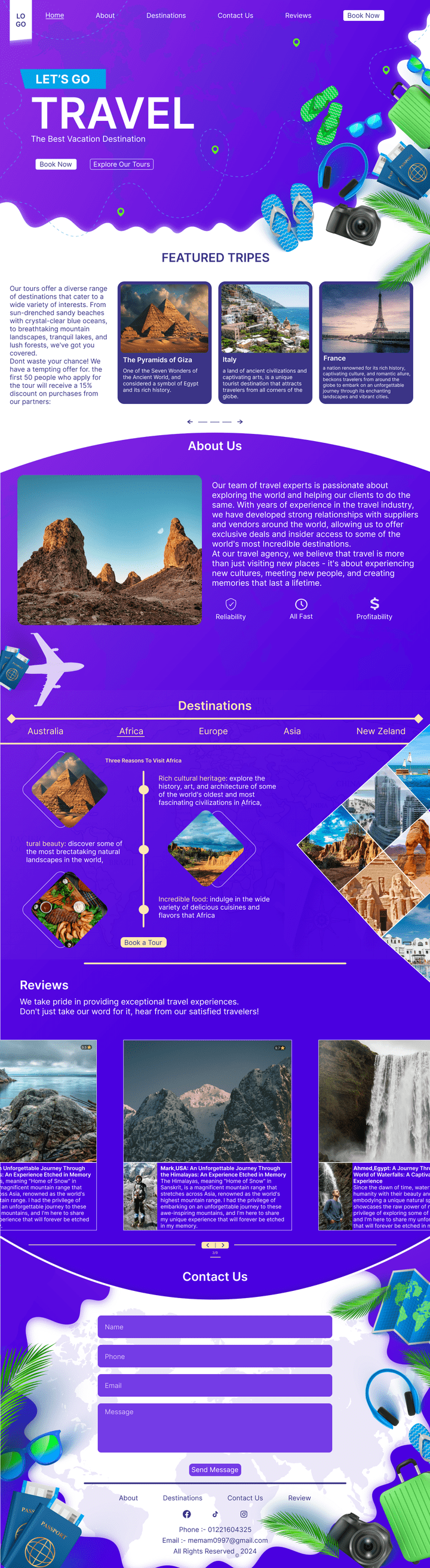 Travel Landing Page Design