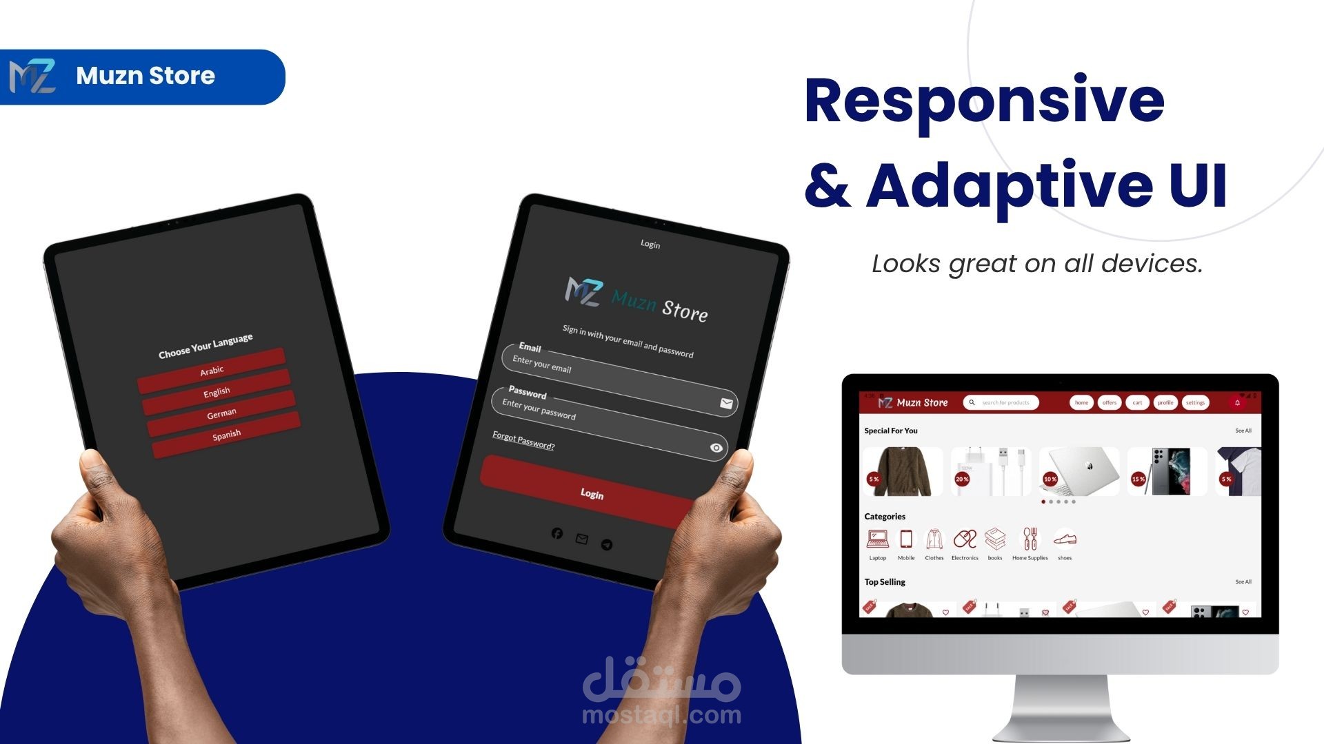 متجر إلكتروني متعدد الصفحات باستخدام Flutter + PHP/MySQL + Firebase (user+  admin panel + delivery)
