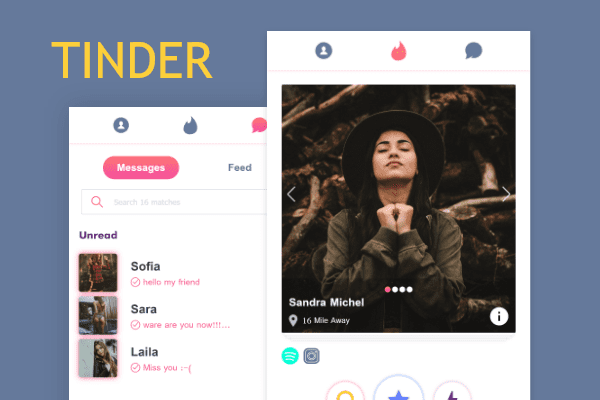 اعادة تصميم لتطبيق Tinder للدردشه