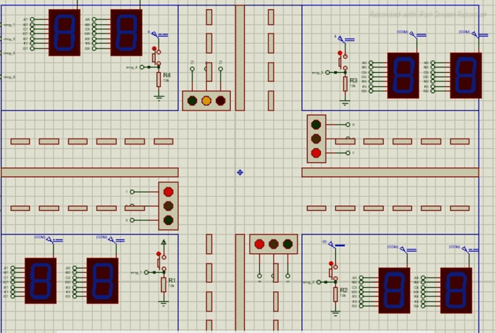 المساعدة فى انشاء مشروع تخرج (اشارات المرور عند تقاطع رباعى ) باستخدام PIC Microcontroller
