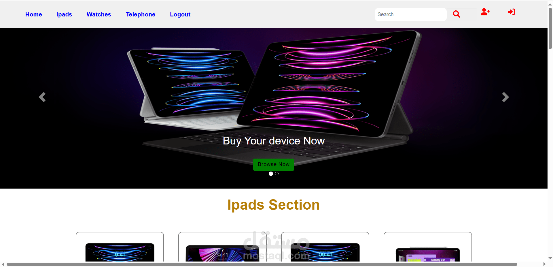 موقع تجارة إلكترونية لبيع الأجهزة الإلكترونية (E-Commerce for Electronics)