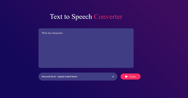 Convert text to Speech html css js  with many language