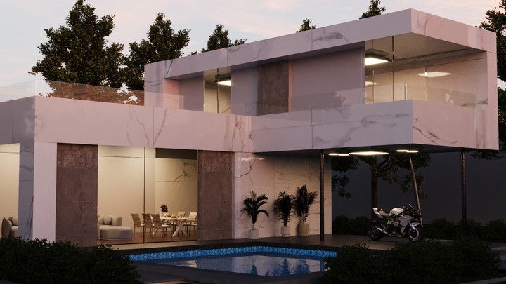 modern villa modelling