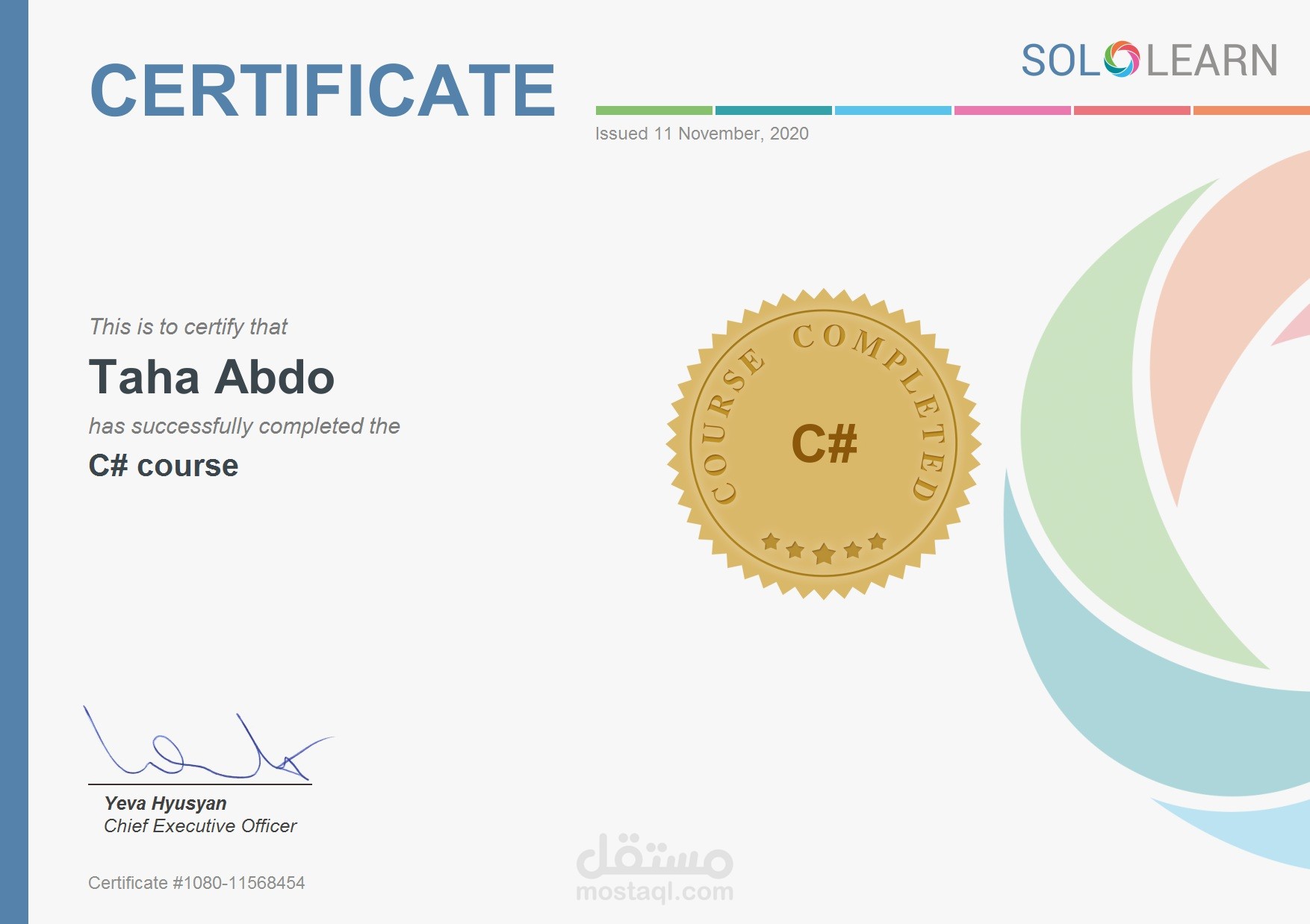 Sololearn C# Certificate مستقل