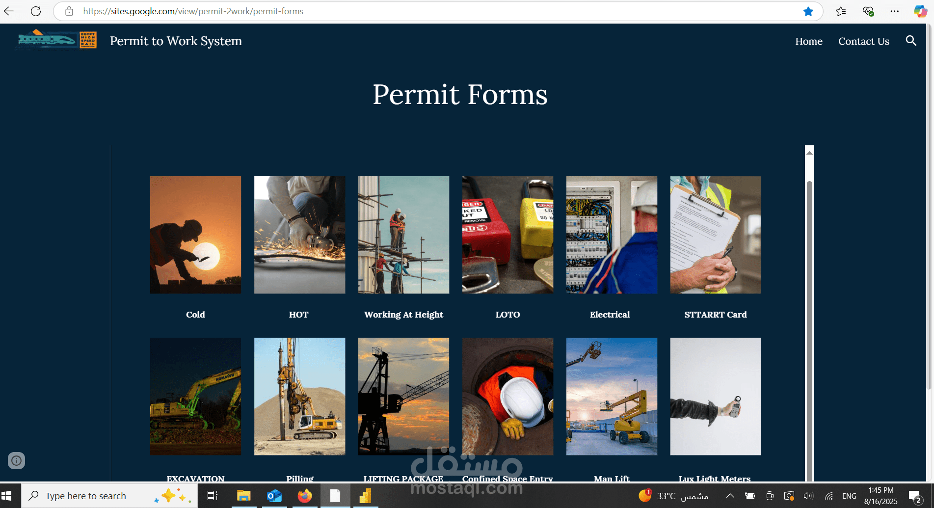 تصميم موقع إلكتروني لإدارة تصاريح العمل (Permit to Work System)