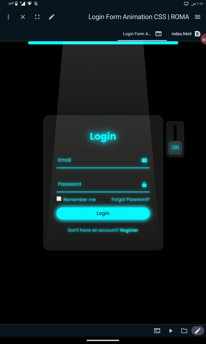 Lighting login form