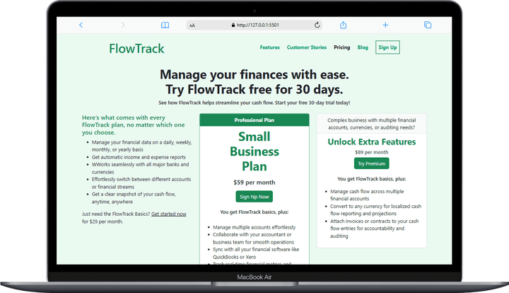 FlowTrack Landing Page