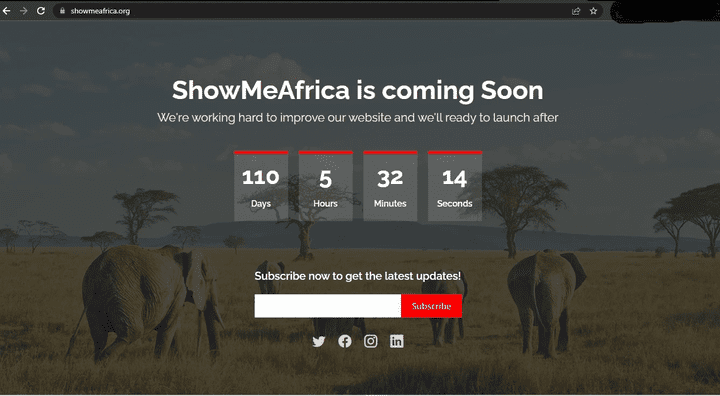 تصميم موقع السياحة Show me Africa