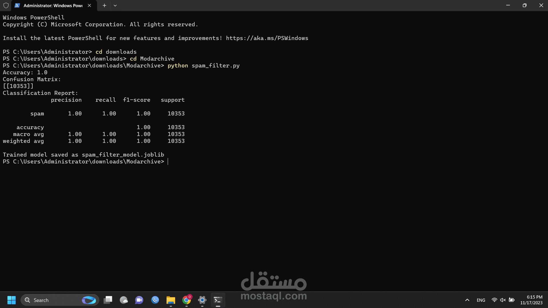 Spam Filter Model using machine learning | مستقل