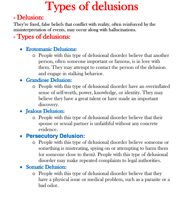 بحث بعنوان Types of delusions