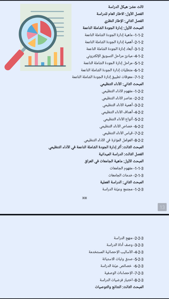 مخطط بحث : إدارة الجودة الشاملة والأداء التنظيمي