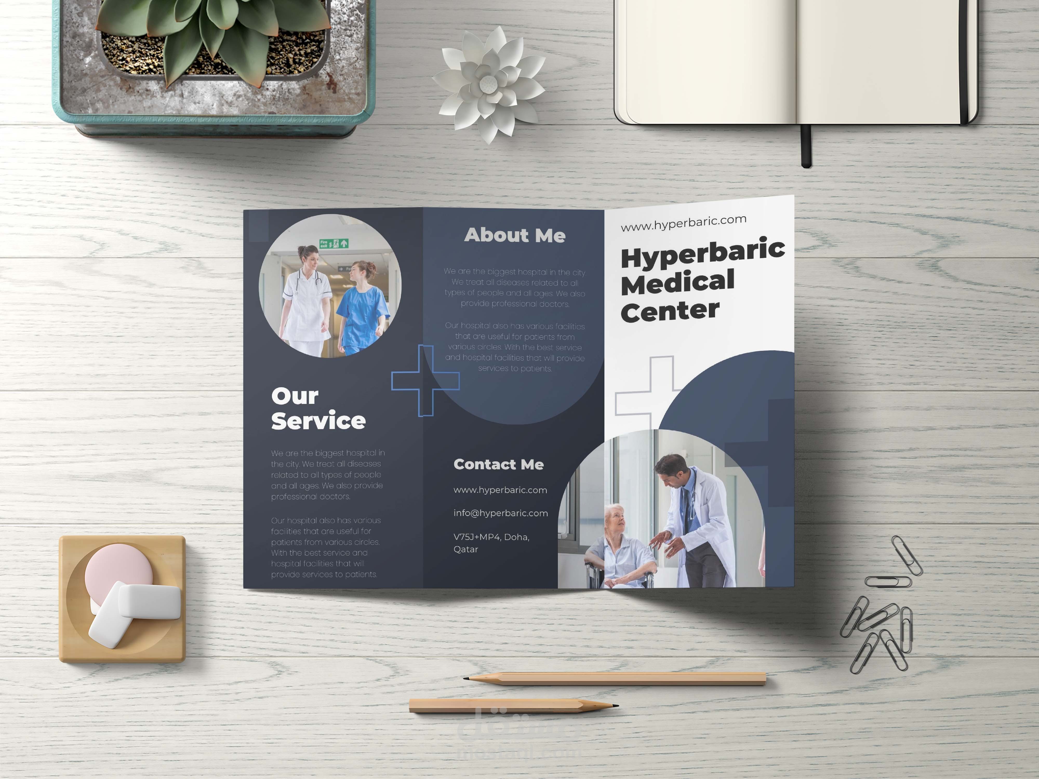 Brochure Trifold- كتيب Hyperbaric Medical Center ثلاثي الطيات