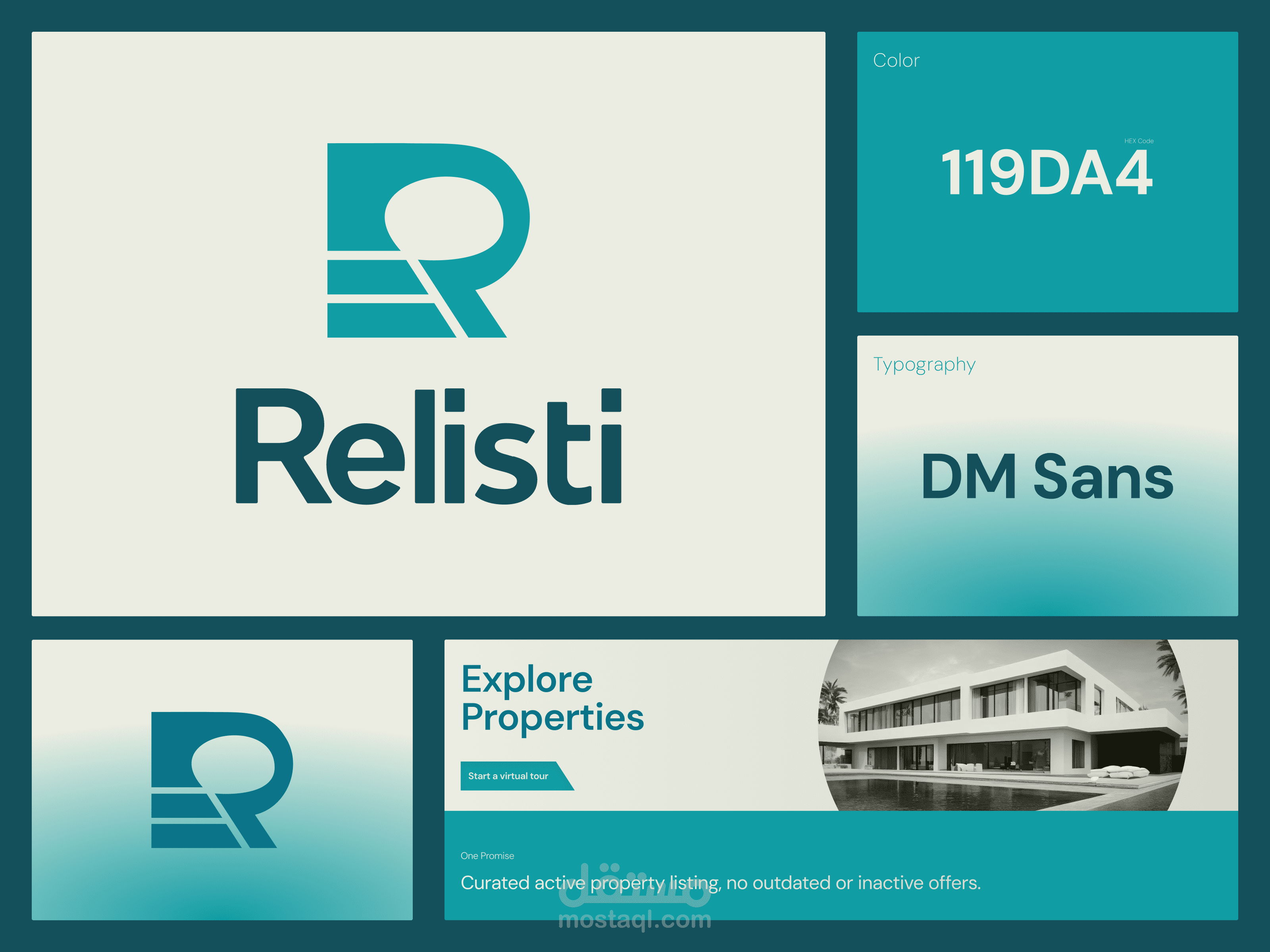 ريليستي Relisti – تصميم هوية العلامة التجارية والموقع الإلكتروني لشركة عقارية ناشئة في يوم واحد