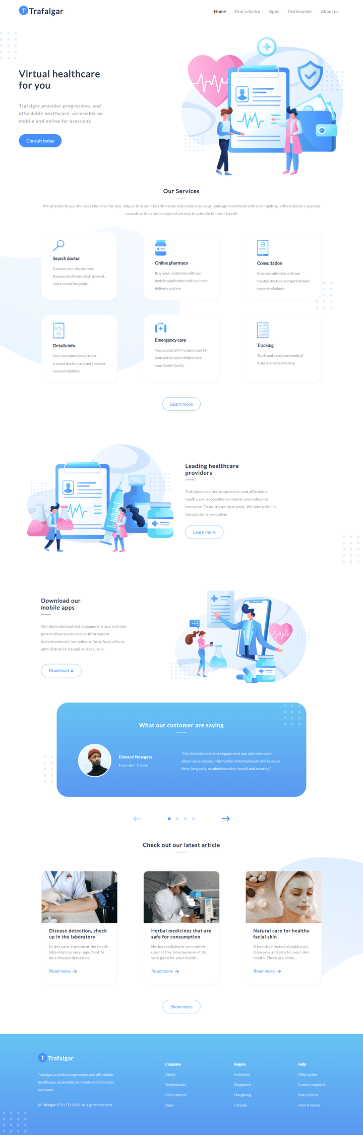 Trafalgar Landing Page