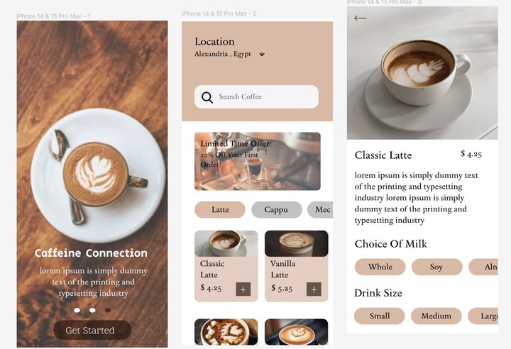 Warm and Inviting Coffee Shop Mobile App UI Design