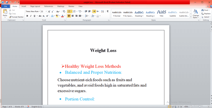 مقال عن weight loss