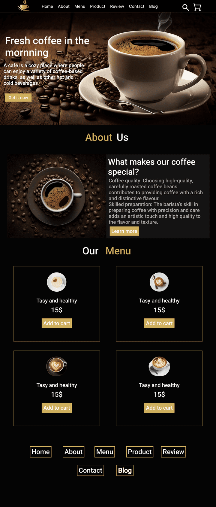 تصميم موقع بيع قهوة باستخدام Figma