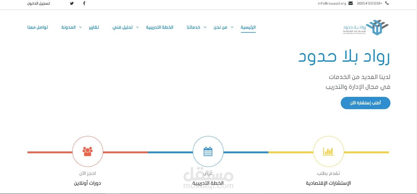 إدارة صفحات التواصل الإجتماع وعمل الحملات التسويقية لخدمات شركة رواد بلا حدود.