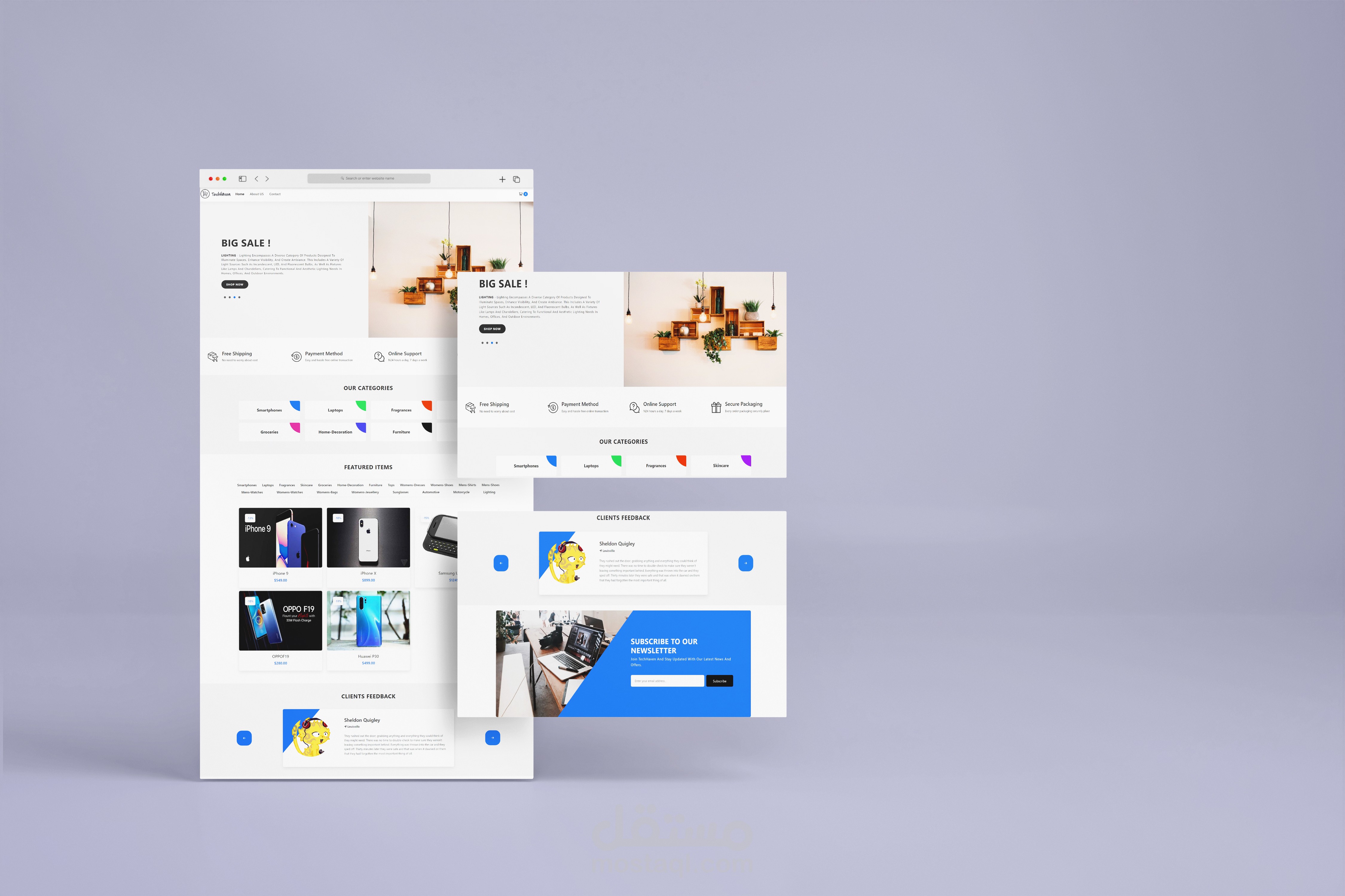 Responsive E-Commerce Native JS | مستقل