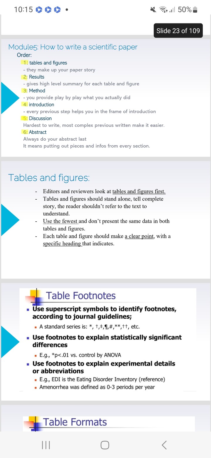 A PowerPoint about scientific writing