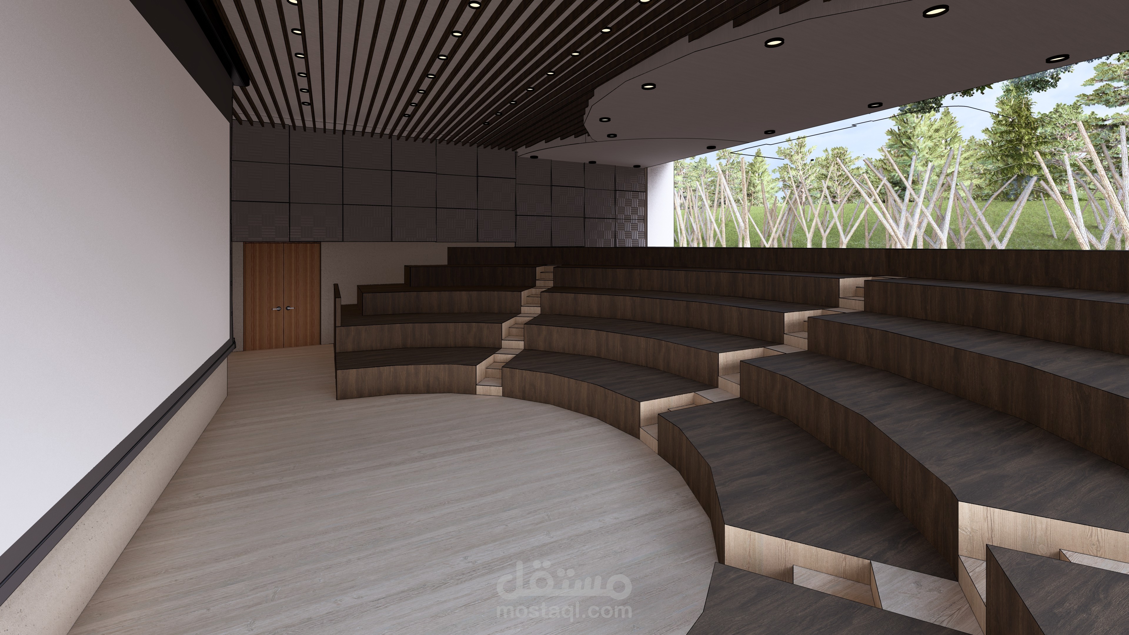 تصميم مدرج داخلي لمركز الزوار - نمط إسكندنافي