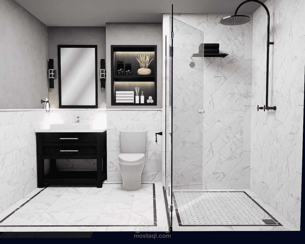 Modern Bathroom  - تصميم داخلي لحمّام عصري