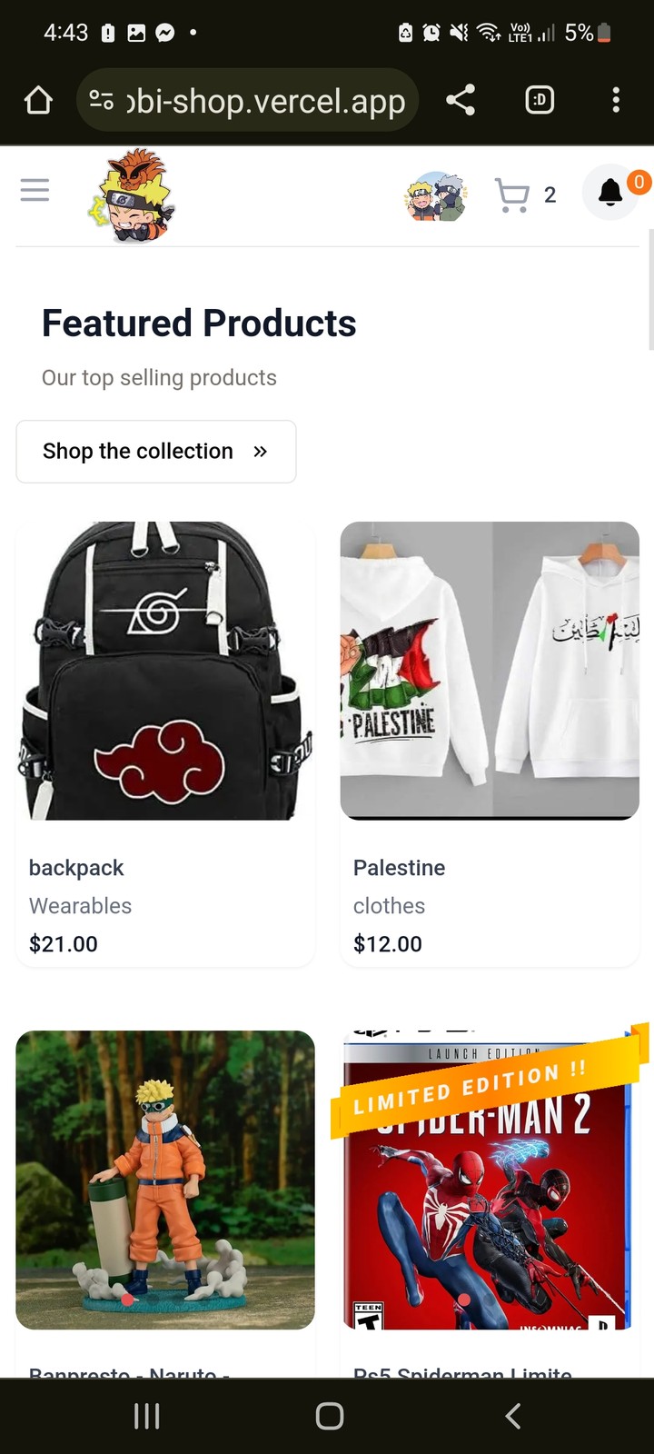 E commerce shinobi store