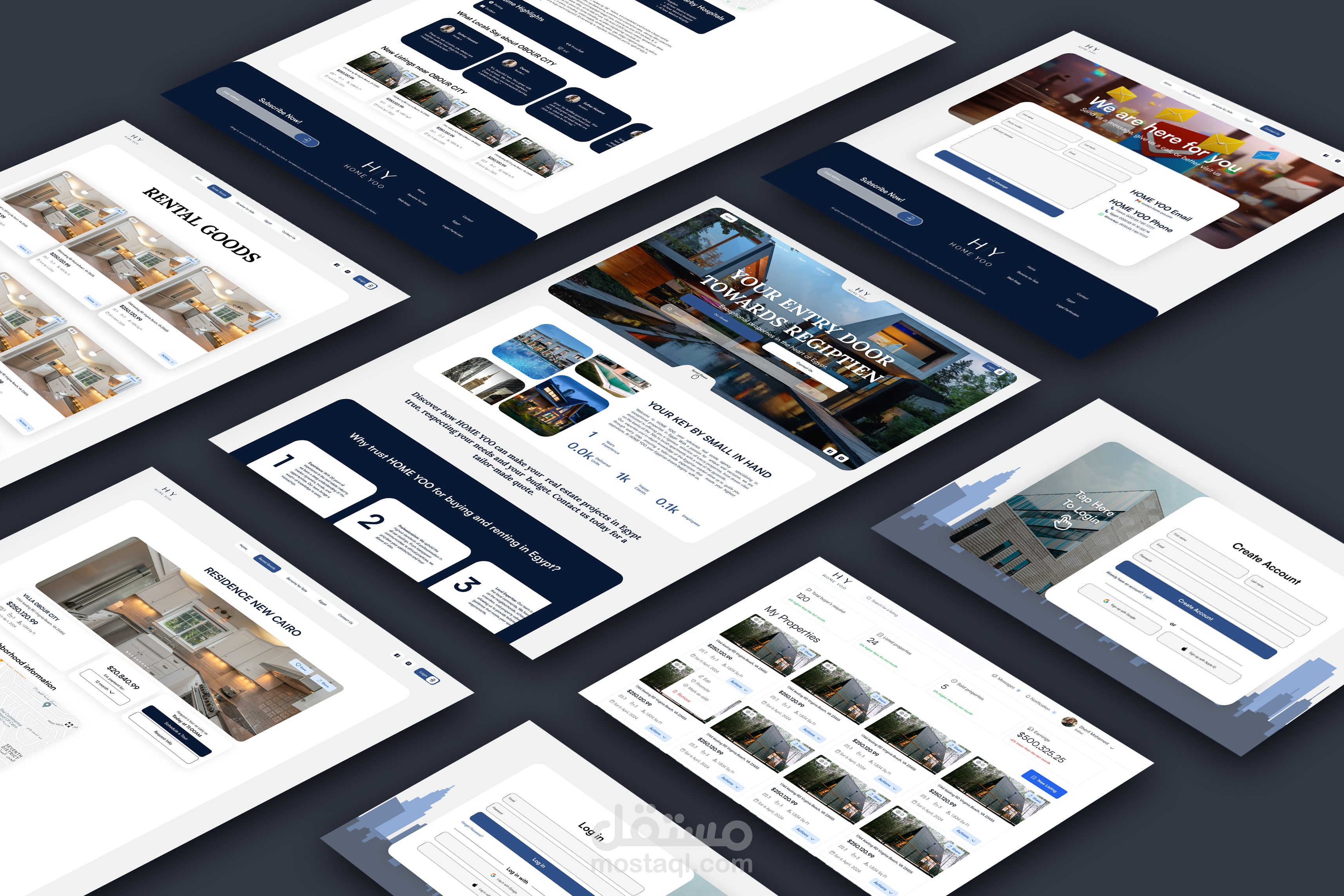 تصميم واجهة مستخدم UI/UX لشركة عقارات
