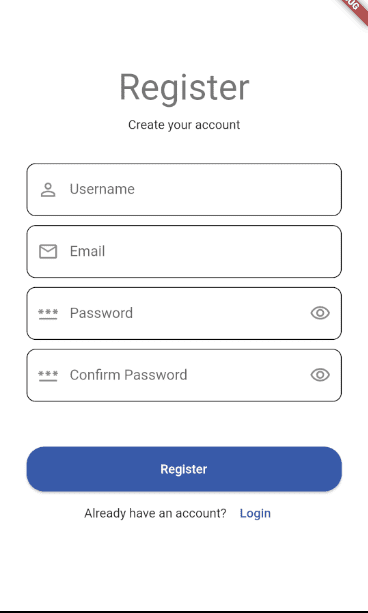 صفحة انشاء الحساب لتسجيل الدخول