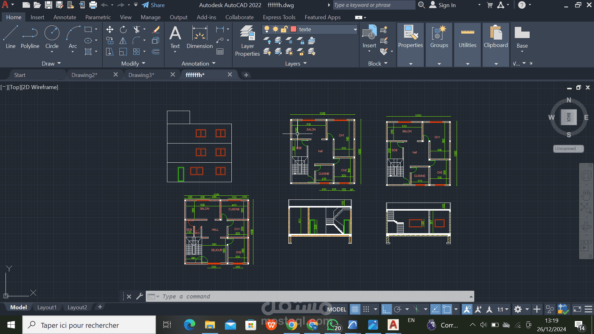 تصميم عمارة سكنية حديثة مكونة R+2