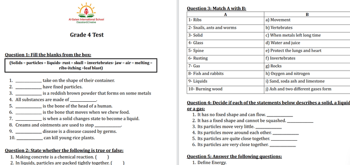 School Science Test