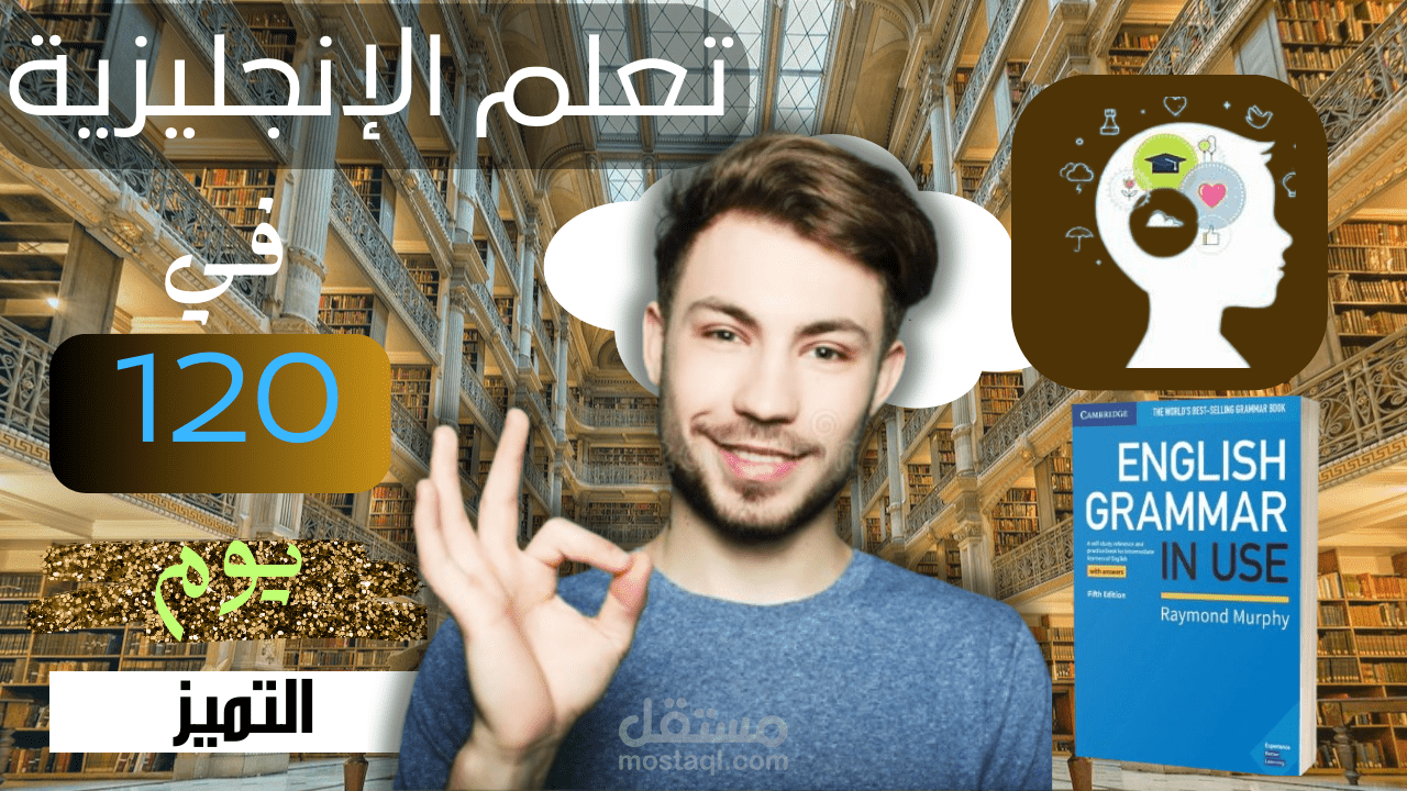 تصميم صورة مصغرة لليوتيوب إعلان لكورس لغة إنجليزية (Thumbnail)