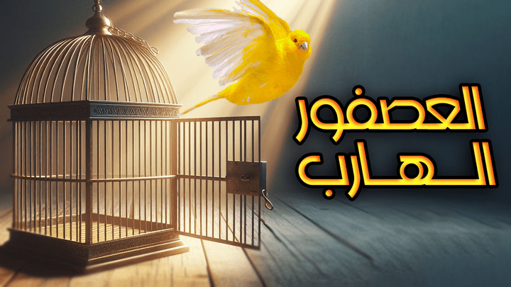 مونتاج فيديو لعصفور يهرب من القفص.