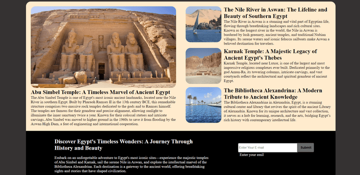 موقع للتعرف على معظم الاماكن السياحية فى مصر باستخدام html,css