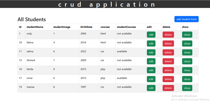 php crud system